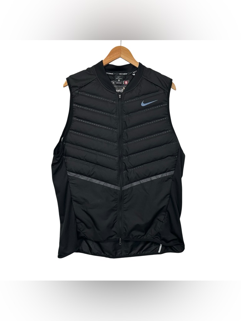 Nike Mens Aeroloft Goose Down Ultralight Puffer Vest Sz Xl Black Embroidered